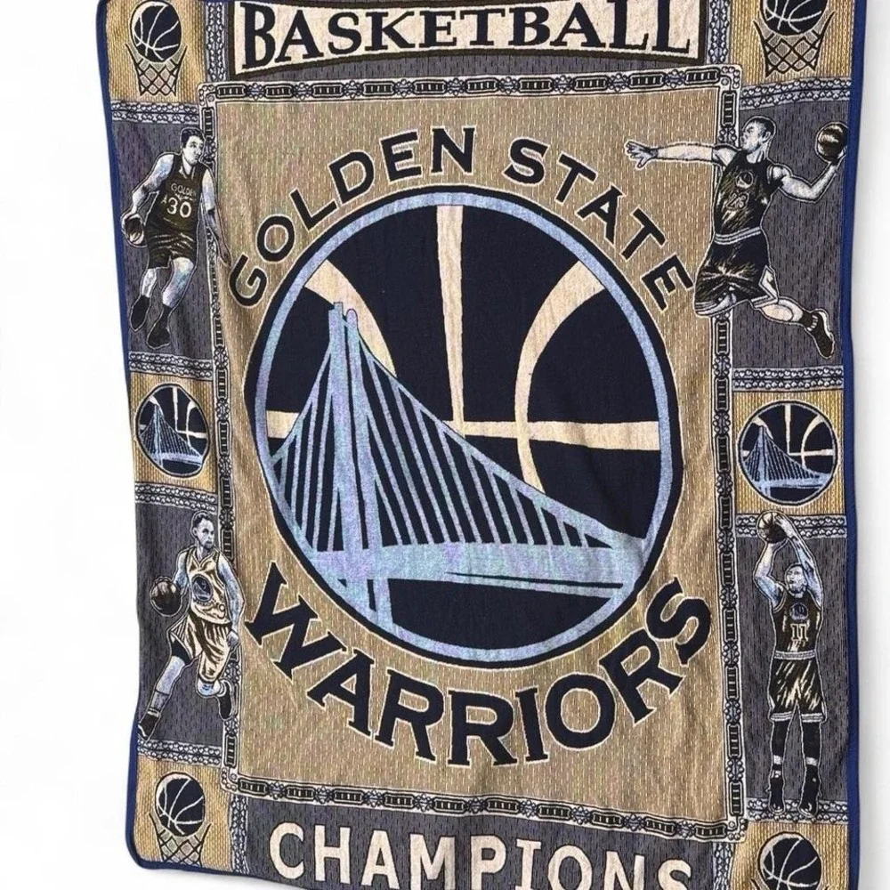RARE NBA Golden‎ State Warriors Champions Heavy Blanket 90x73 Blue&Yellow  #A10